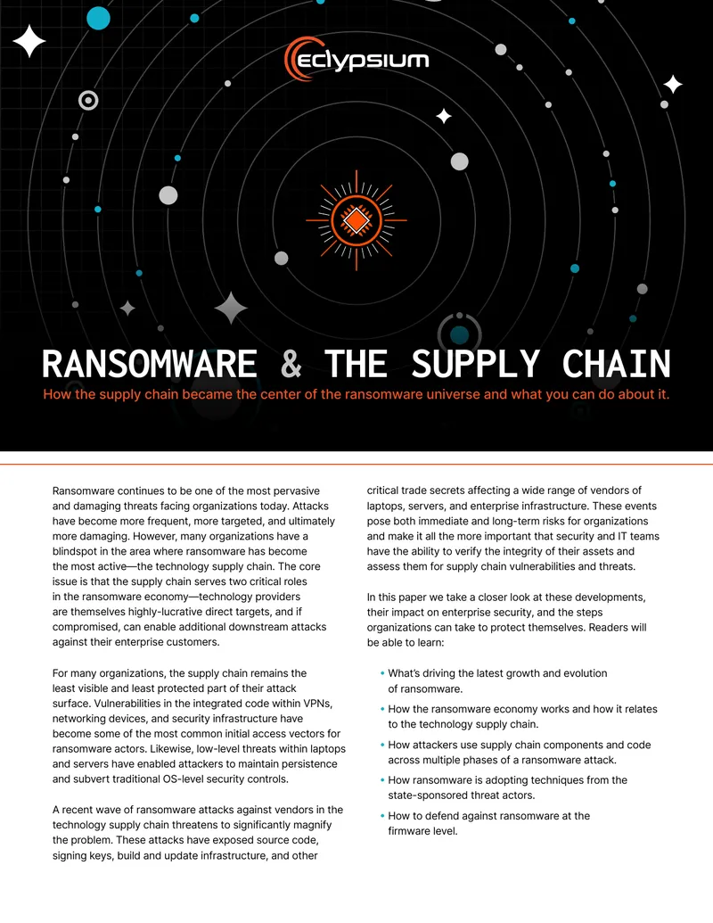 Ransomware Threats in the Technology Supply Chain