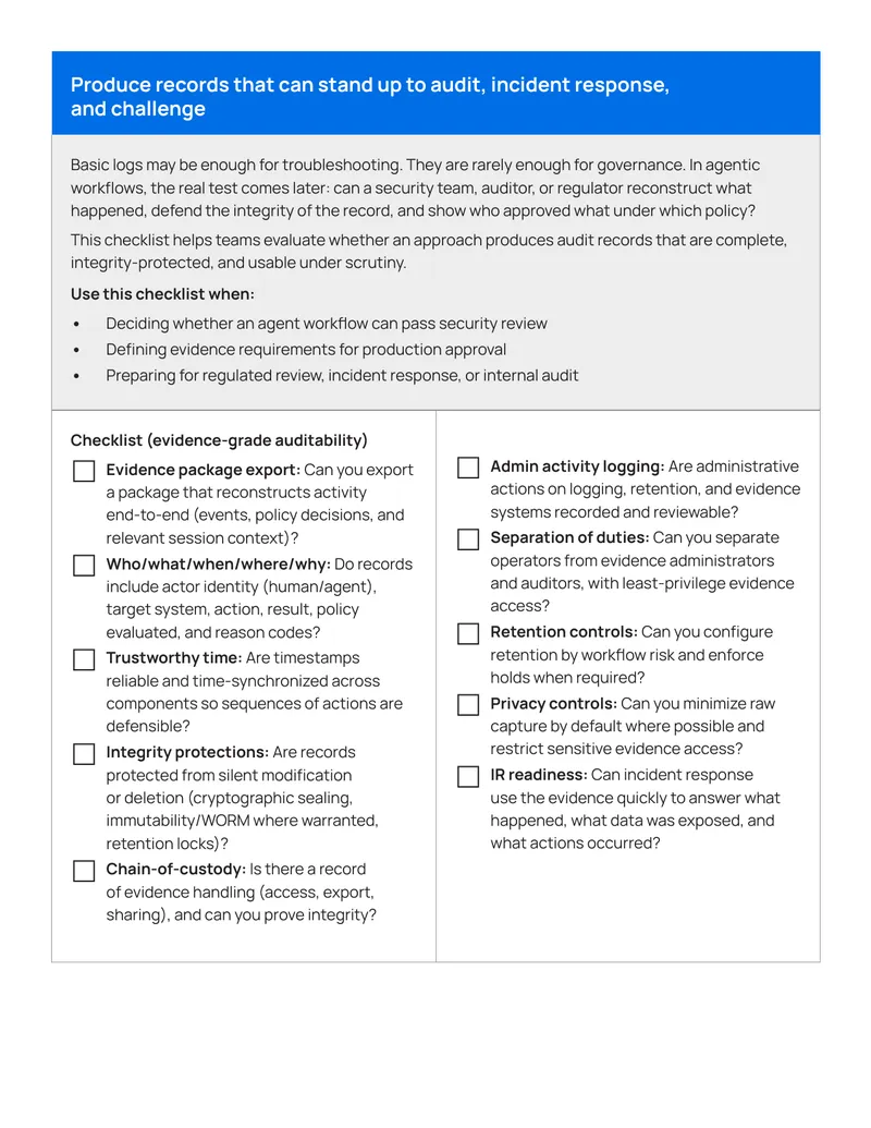 Checklist for Evidence-Grade Auditability in Workflows