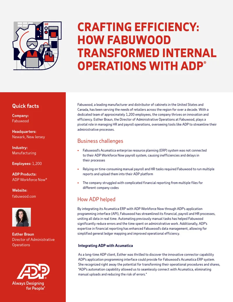 Fabuwood Internal Operations Transformation with ADP