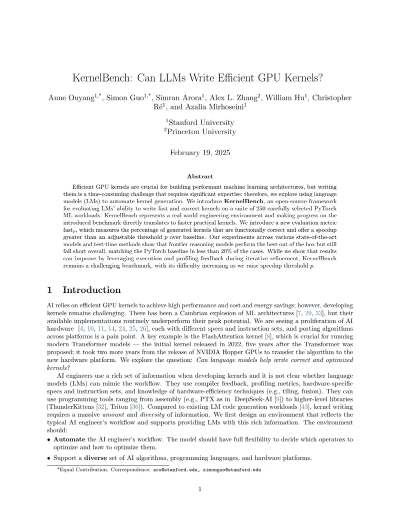 KernelBench Framework for Evaluating GPU Kernels