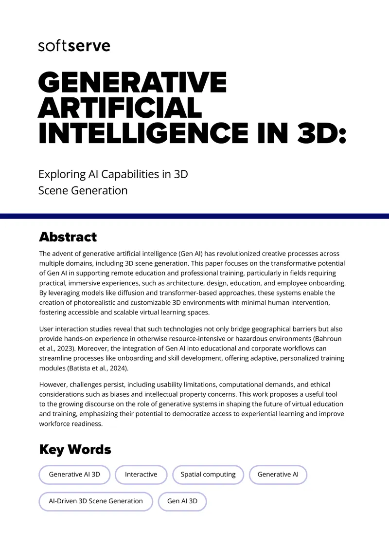 Generative Artificial Intelligence in 3D Scene Generation