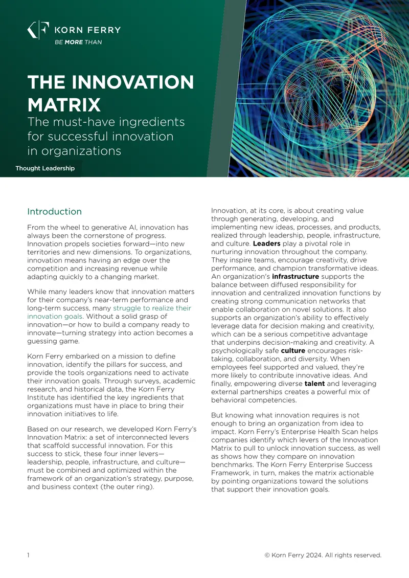 Korn Ferry's Innovation Matrix Framework