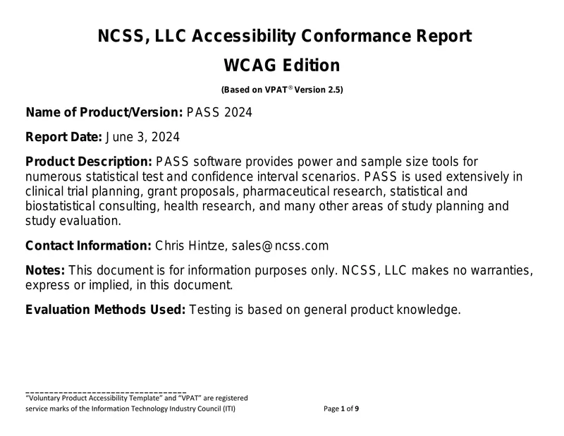 Accessibility Conformance Report for PASS 2024