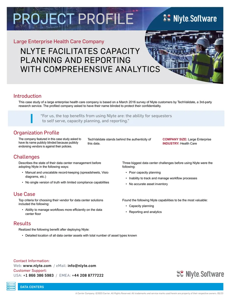 Data Center Management Case Study for Health Care Company