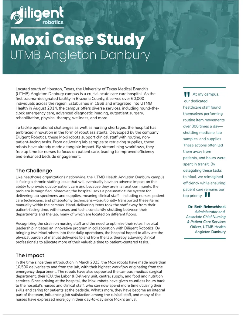 Moxi Robot Implementation Case Study at UTMB Health