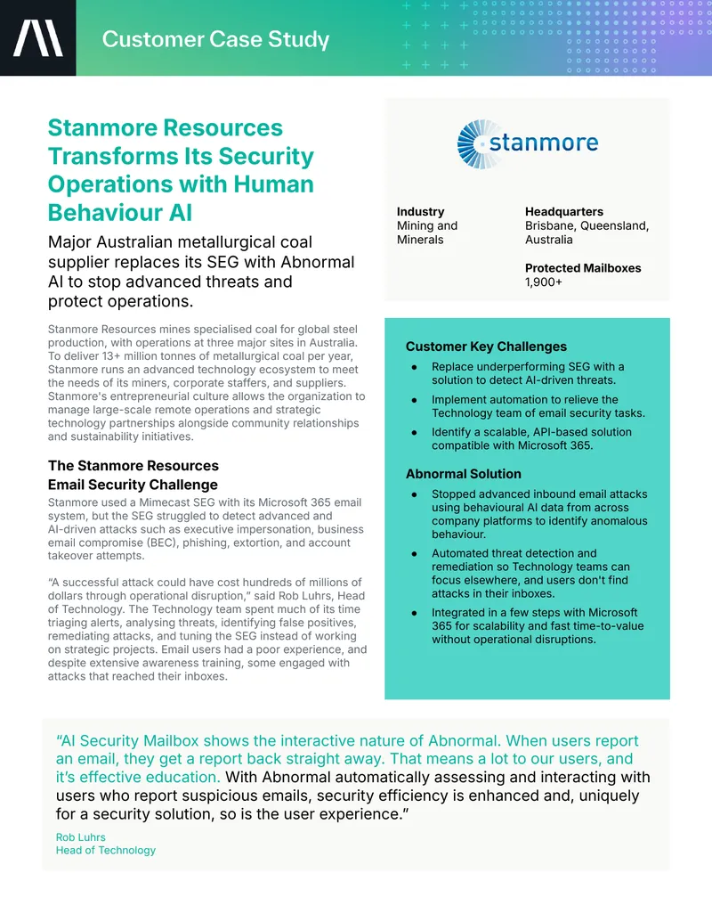 Stanmore Resources Security Operations Transformation