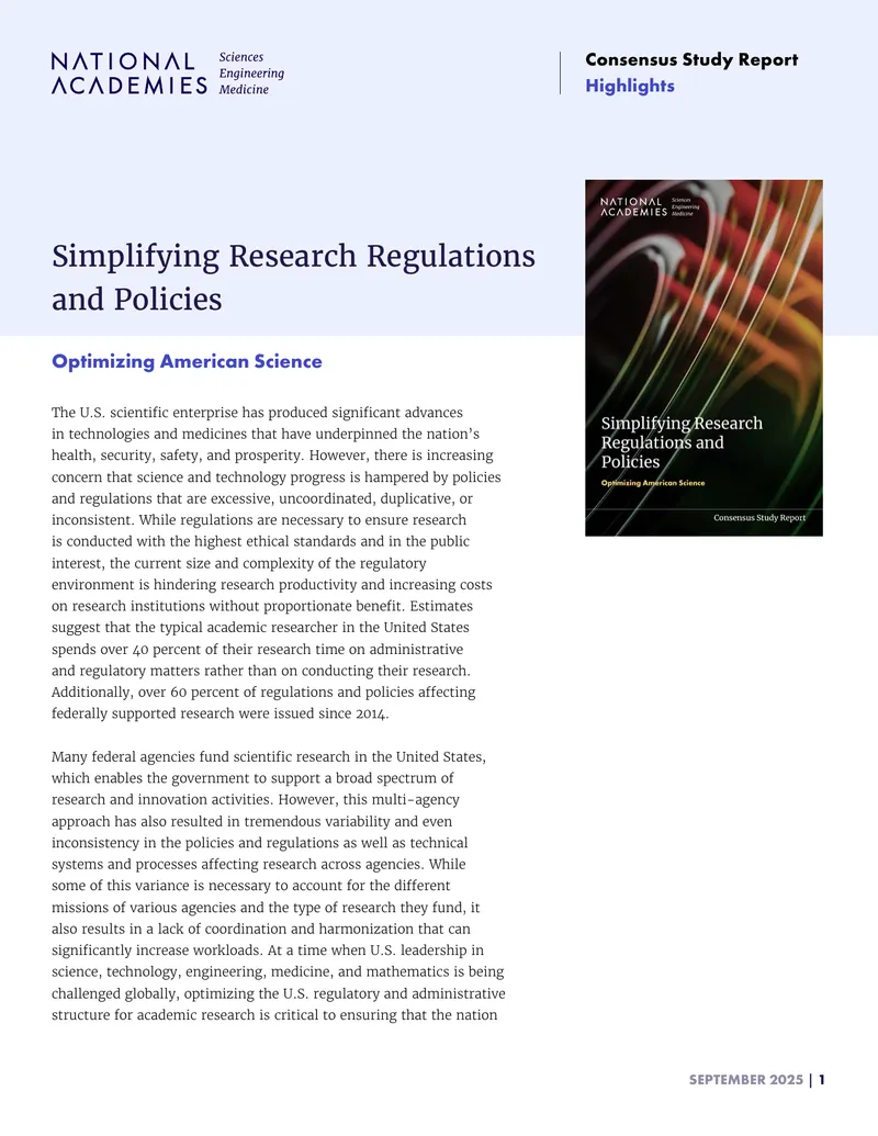 Simplifying Research Regulations and Policies