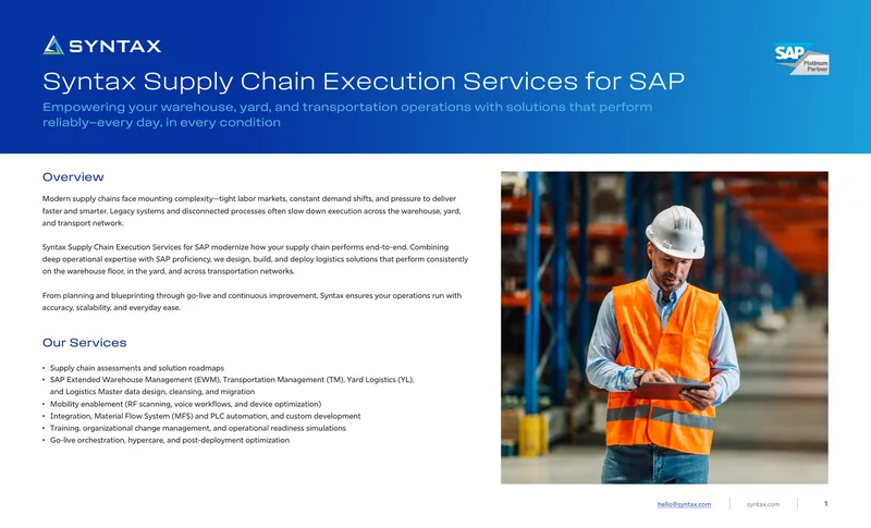 Supply Chain Execution Services for SAP