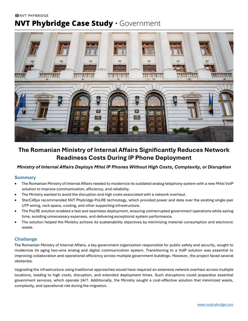 Romanian Ministry of Internal Affairs VoIP Deployment Case Study