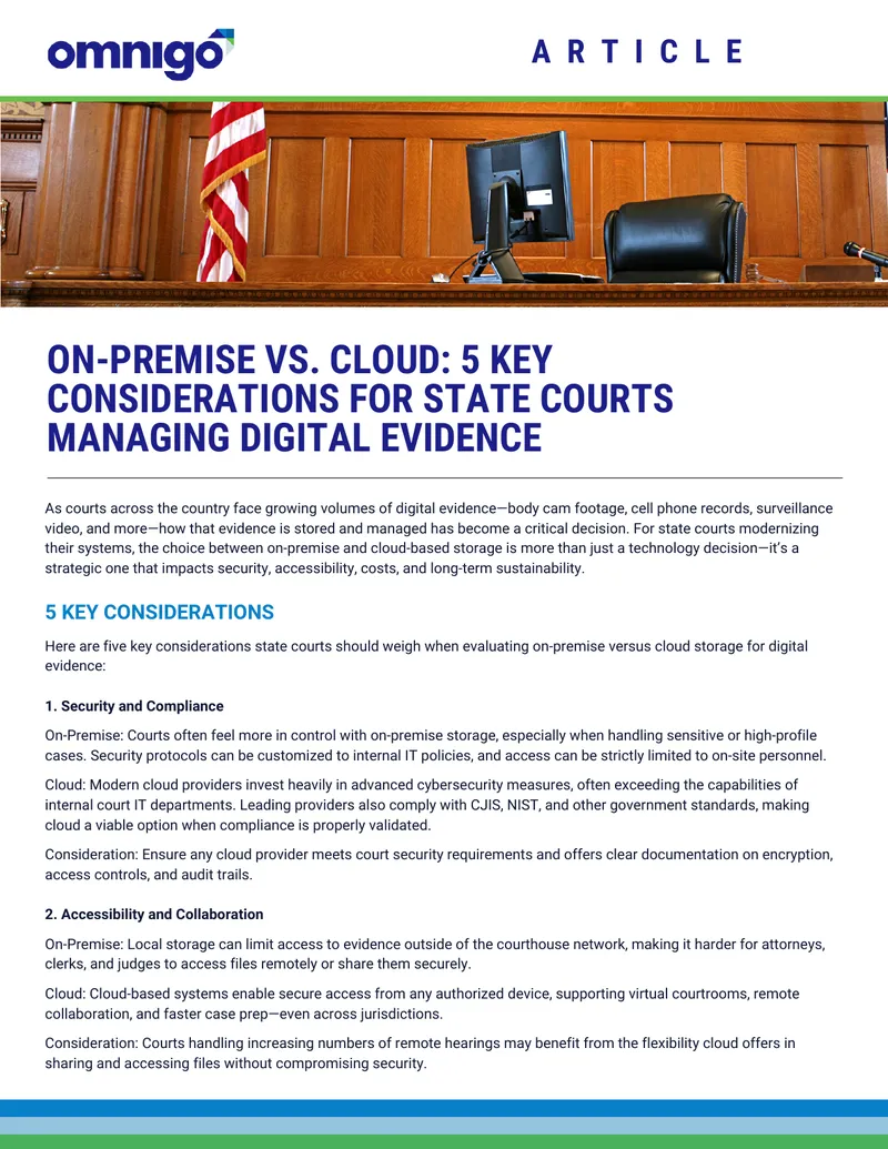 On-Premise vs Cloud Storage for Digital Evidence