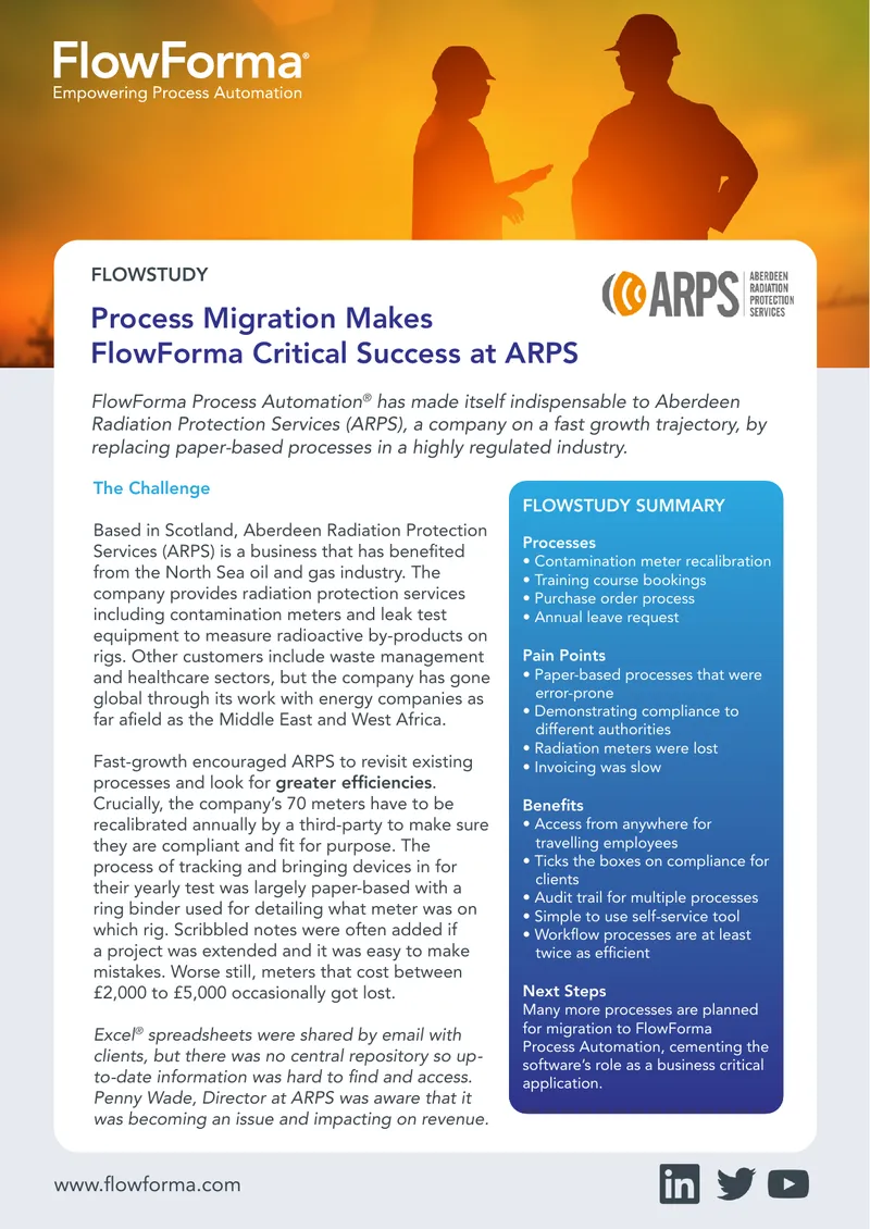 Process Automation Implementation at Aberdeen Radiation Protection Services