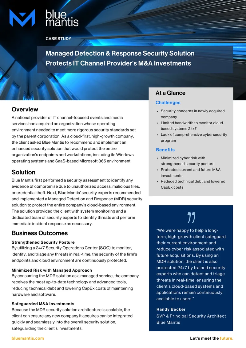 Managed Detection and Response Security Solution