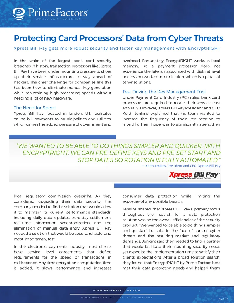 Enhancing Data Security for Payment Processors