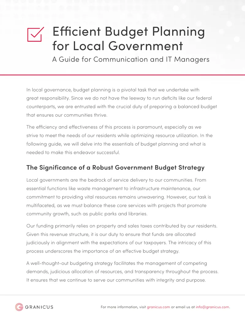 Guide for Local Government Budget Planning