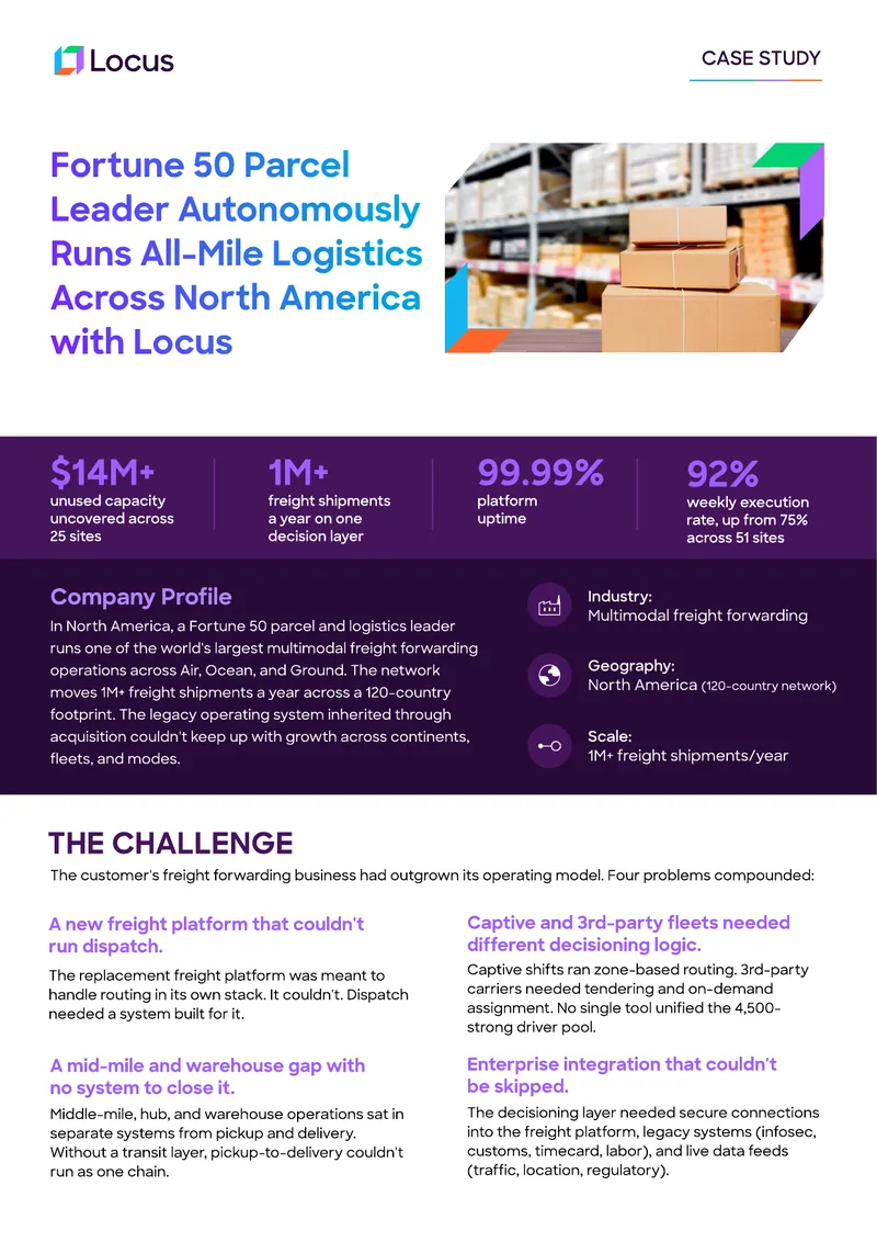 Fortune 50 Parcel Leader Logistics Case Study