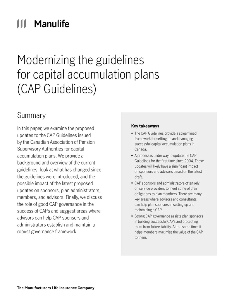 Updates to Capital Accumulation Plans Guidelines