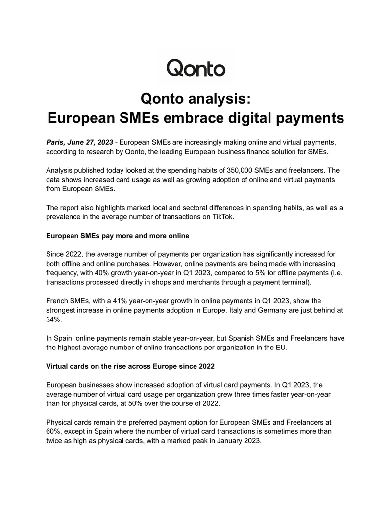 Analysis of Digital Payment Trends Among European SMEs
