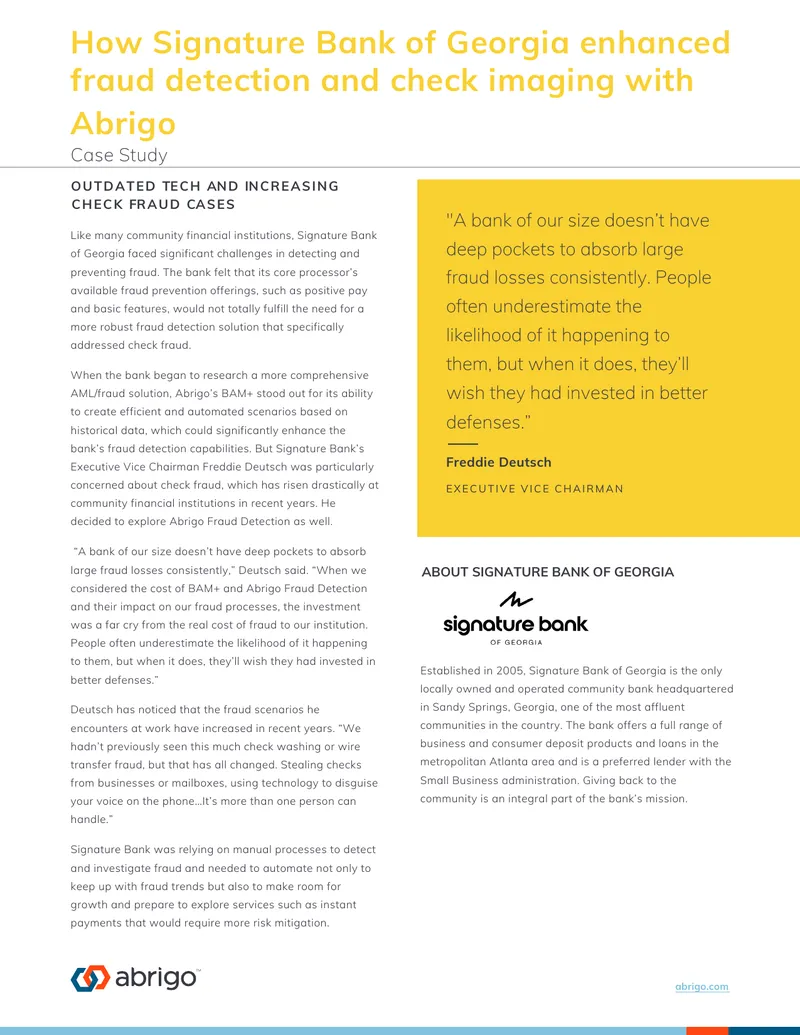 Signature Bank of Georgia Fraud Detection Case Study