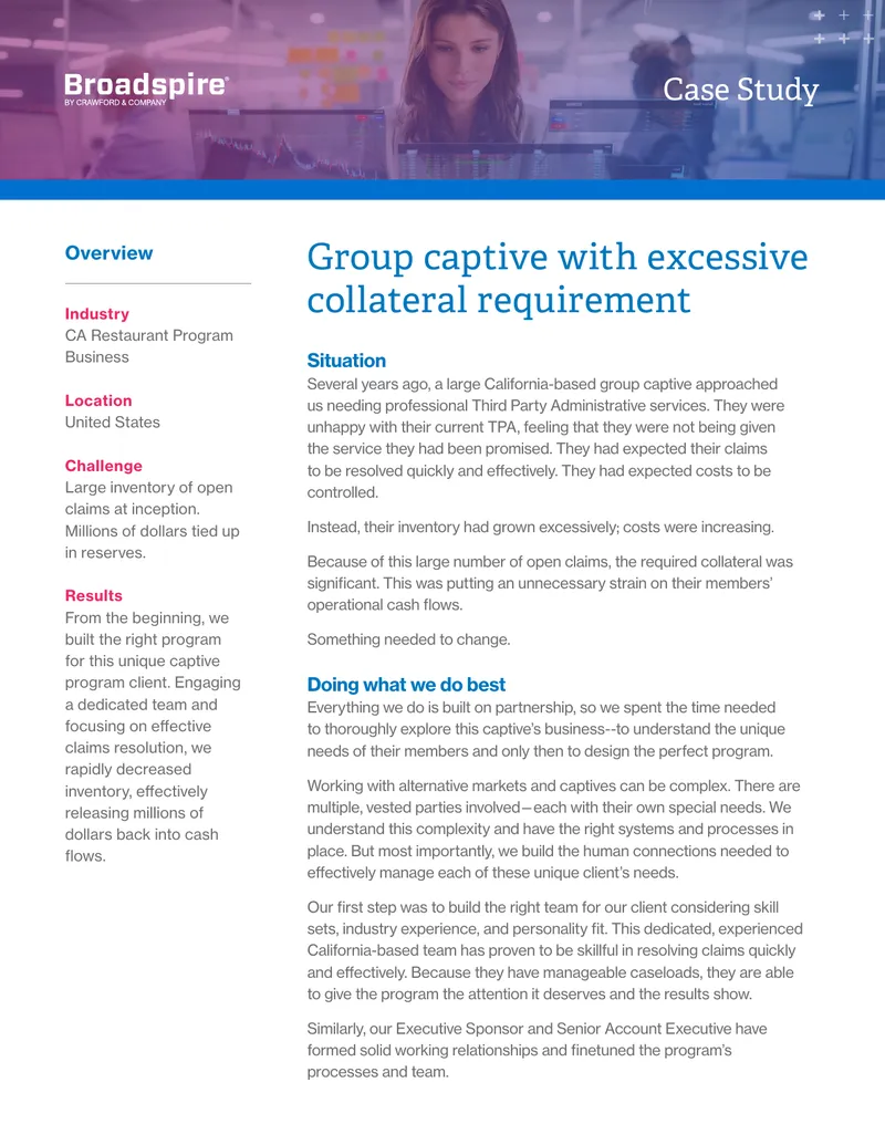 California Group Captive Claims Management Case Study