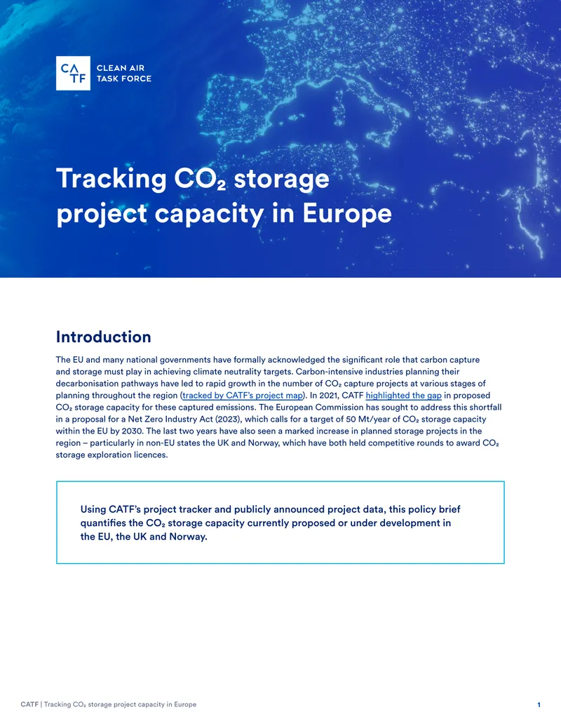 Tracking CO₂ Storage Project Capacity in Europe preview page 1