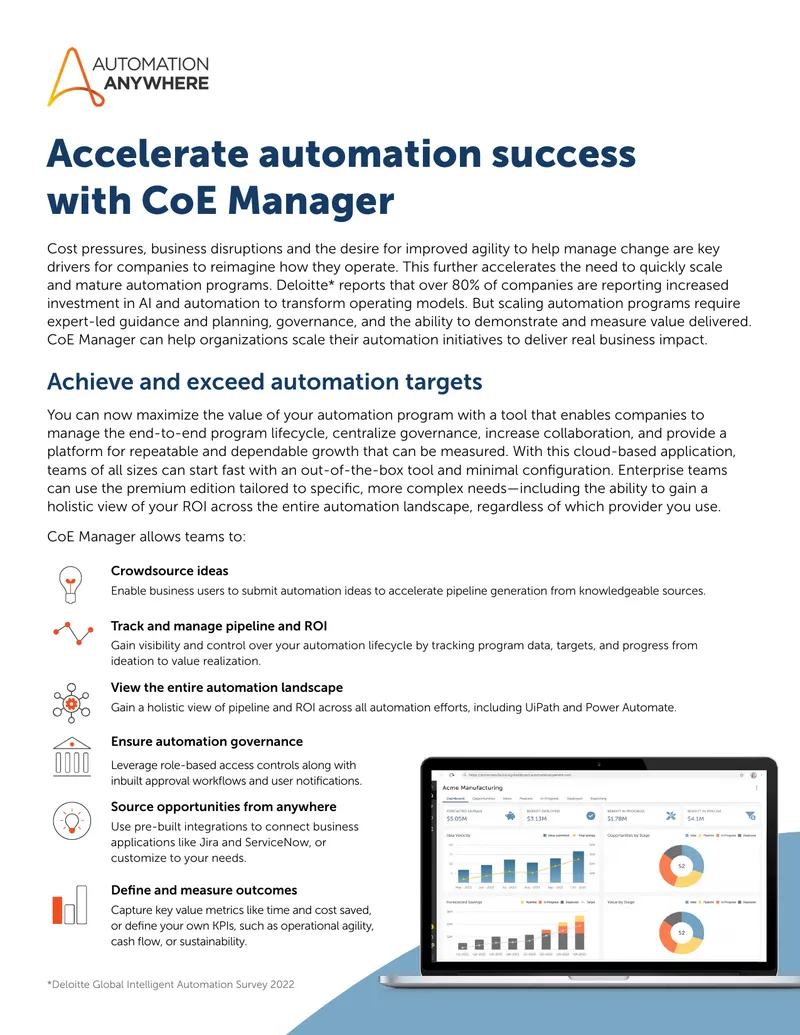 CoE Manager and the Automation Pathfinder Program