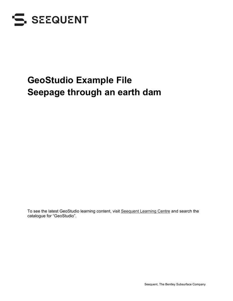 GeoStudio Example of Seepage through an Earth Dam