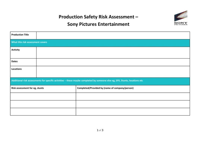 Production Safety Risk Assessment Guidelines
