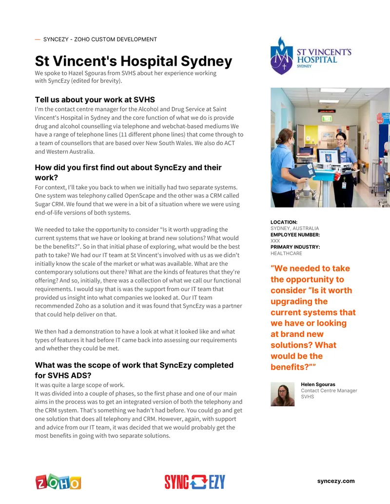 Integration of Telephony and CRM Systems at SVHS