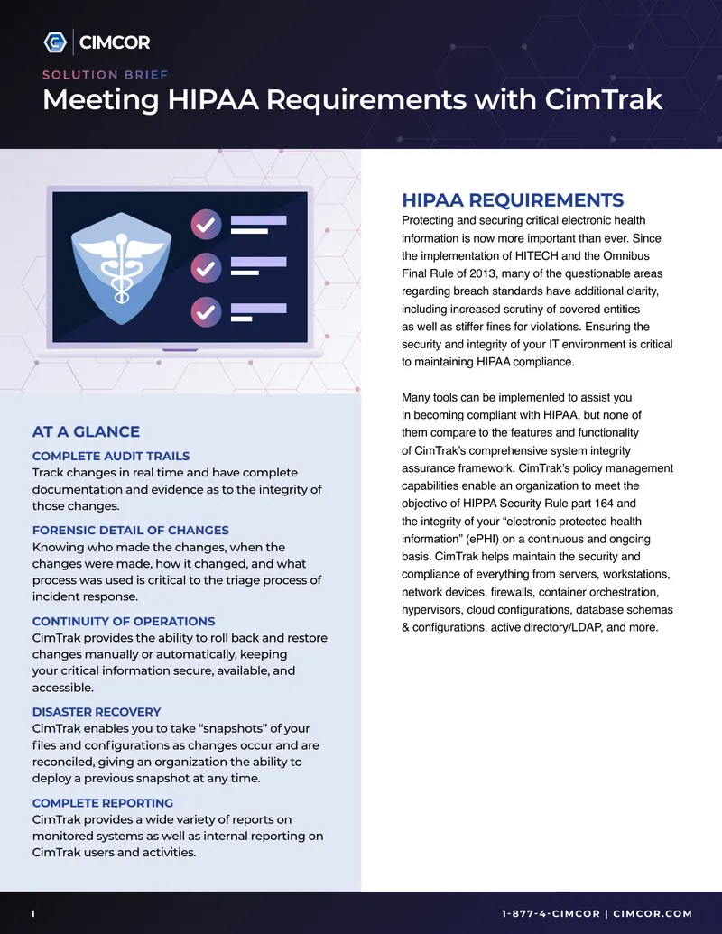 Meeting HIPAA Requirements with CimTrak