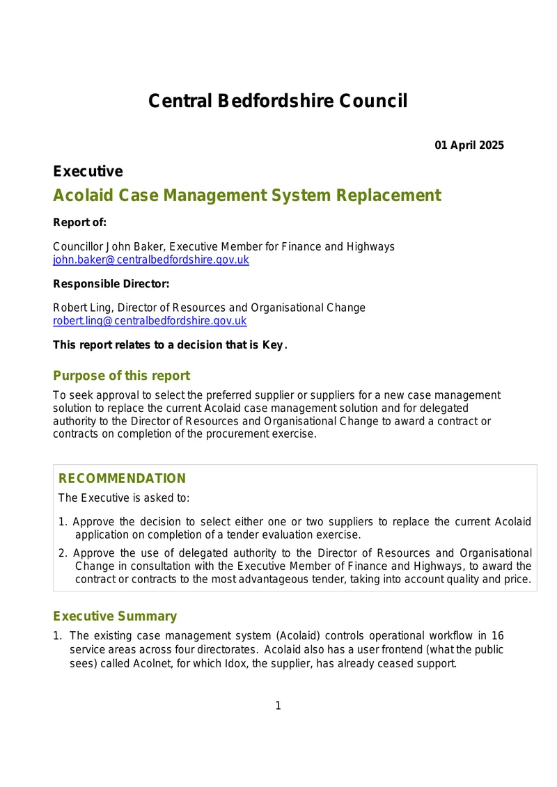 Acolaid Case Management System Replacement
