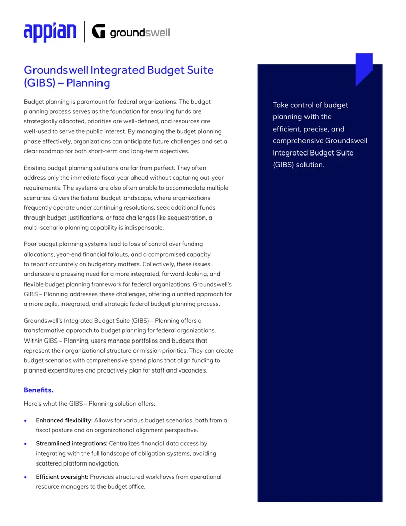 Groundswell Integrated Budget Suite Planning Overview