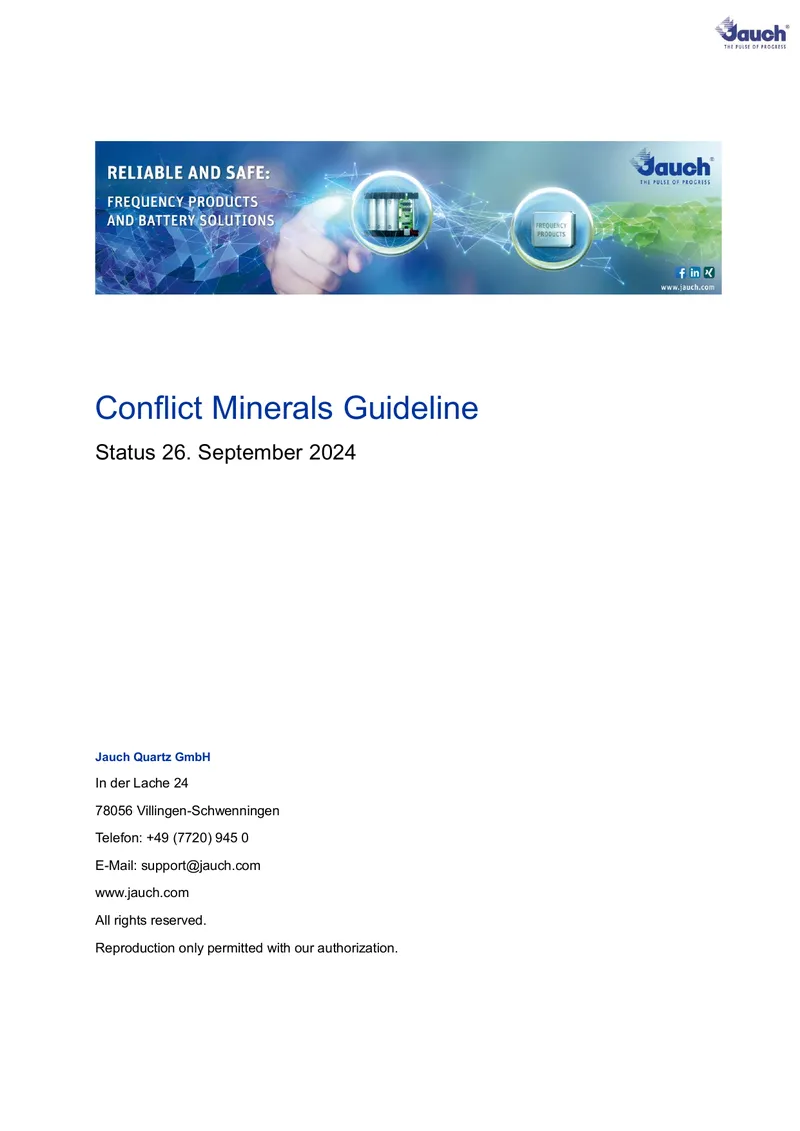 Conflict Minerals Guideline for Suppliers
