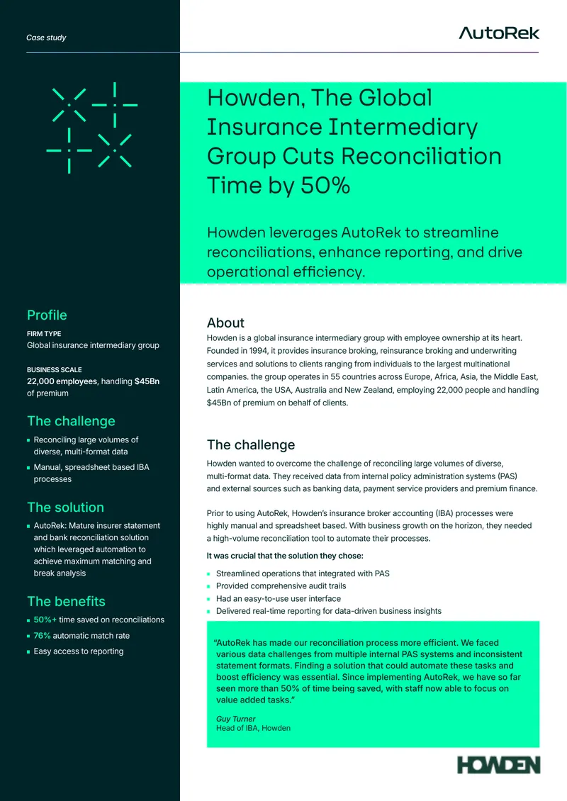 Howden Implements AutoRek for Reconciliation Efficiency