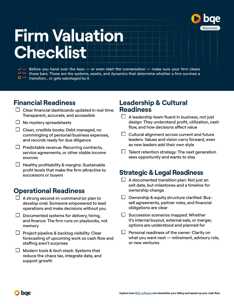 Firm Transition Readiness Checklist