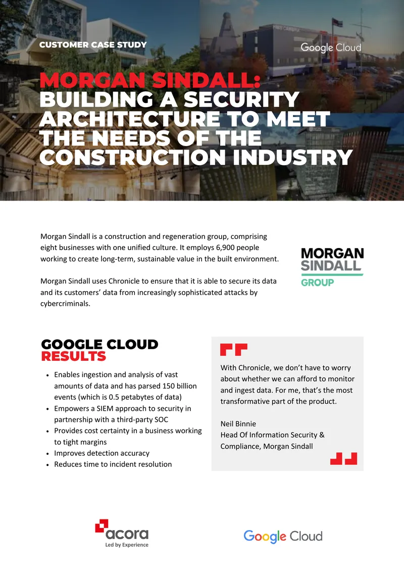 Morgan Sindall Case Study on Chronicle Security Implementation