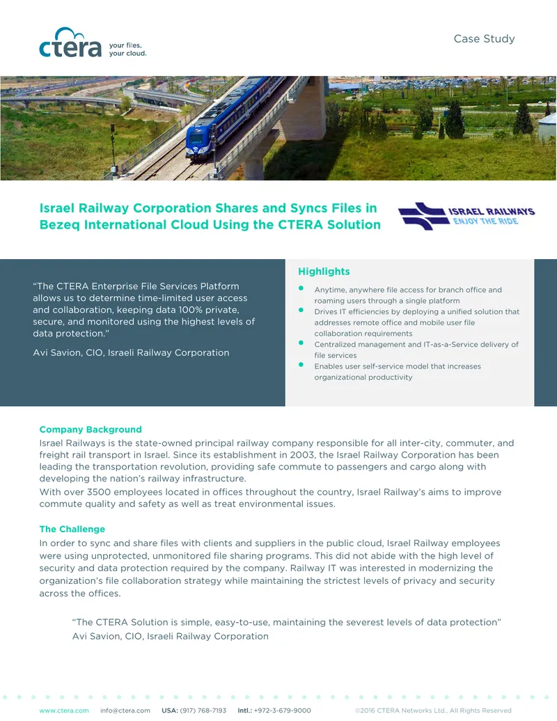 Israel Railway Corporation File Synchronization Case Study