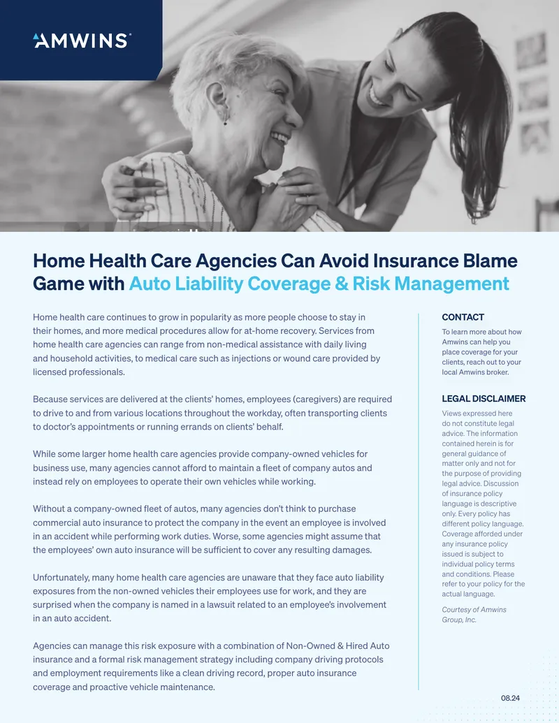 Auto Liability Coverage for Home Health Care Agencies