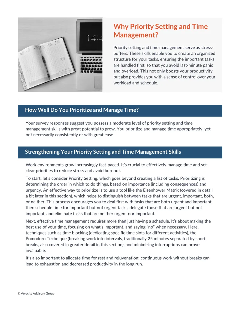 Strengthening Priority Setting and Time Management Skills