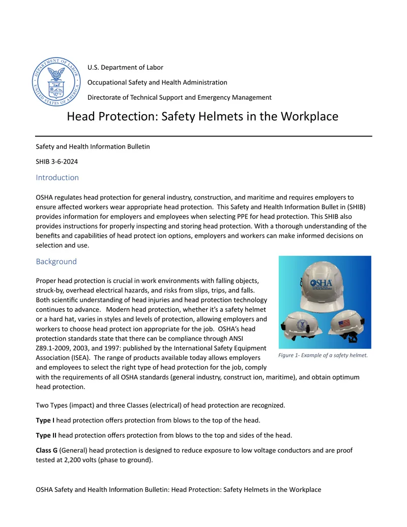 Head Protection: Safety Helmets in the Workplace
