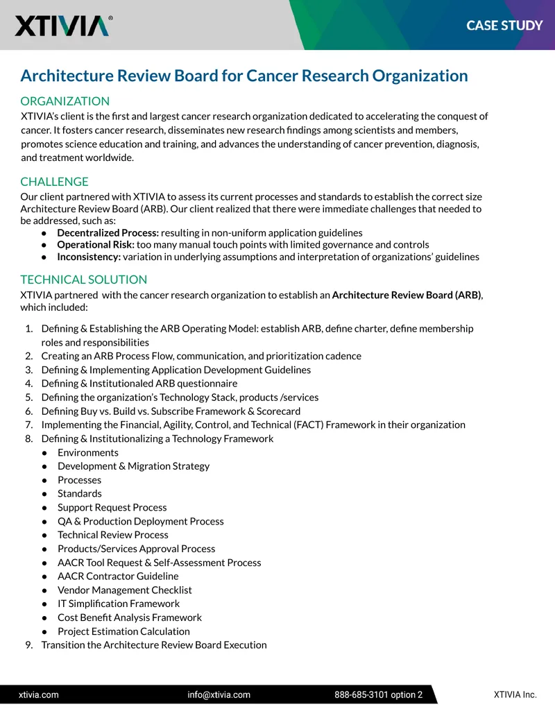Architecture Review Board Implementation for Cancer Research