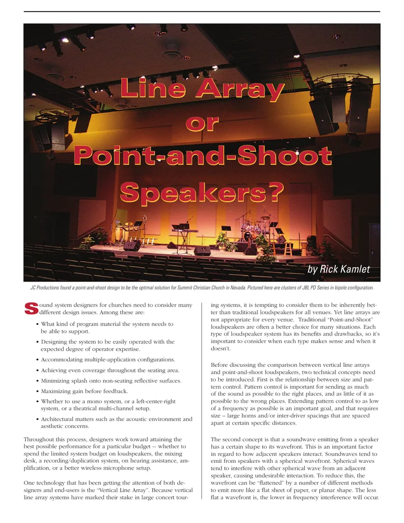 Comparison of Vertical Line Arrays and Point-and-Shoot Speakers