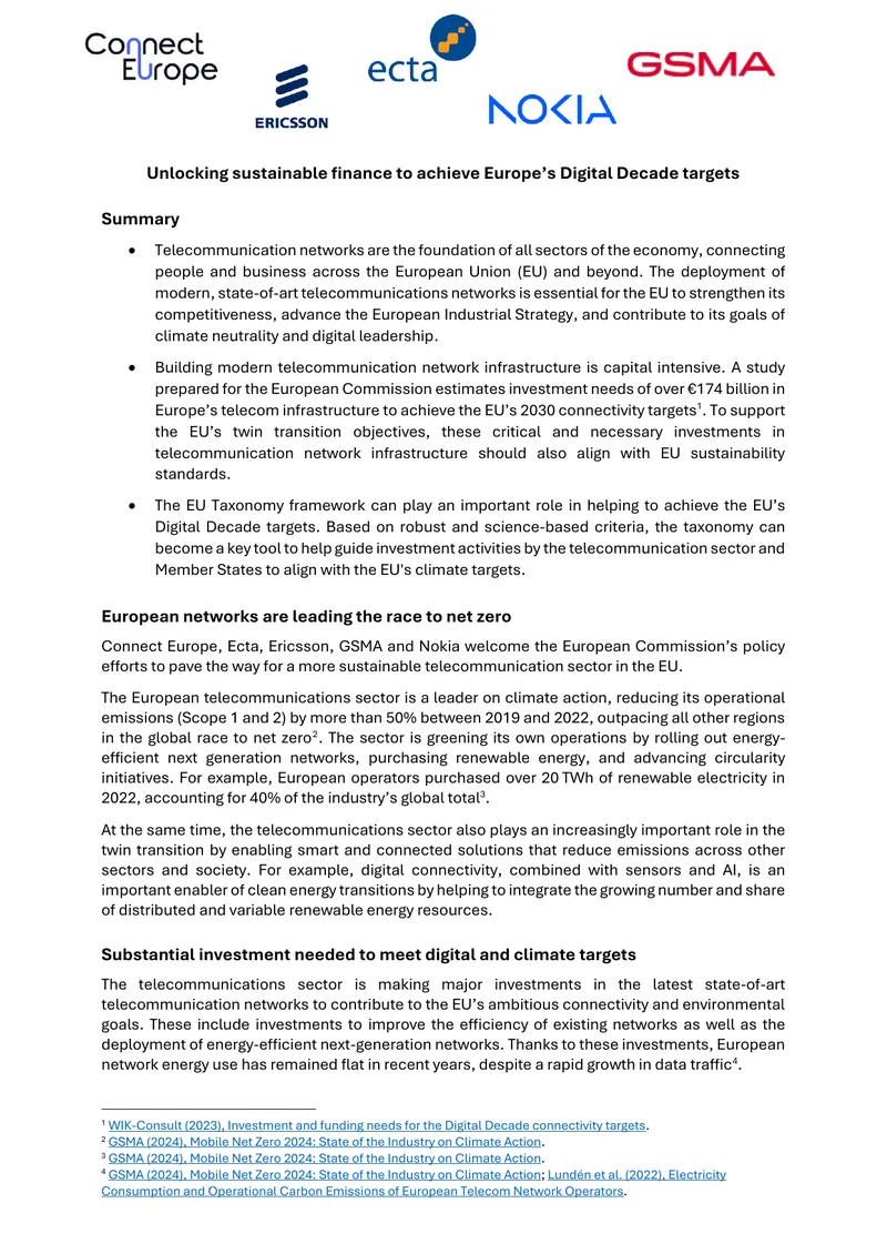 Sustainable Finance for Europe's Digital Decade Targets