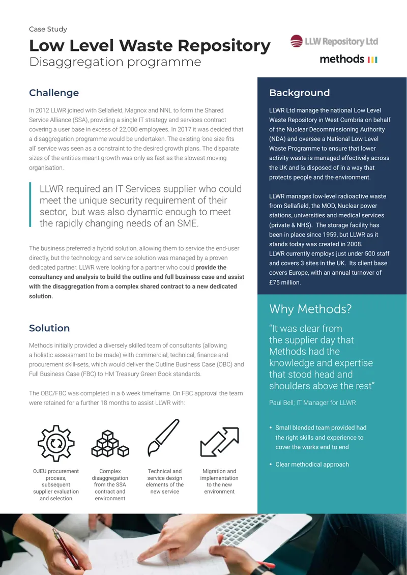 Low Level Waste Repository IT Disaggregation Case Study