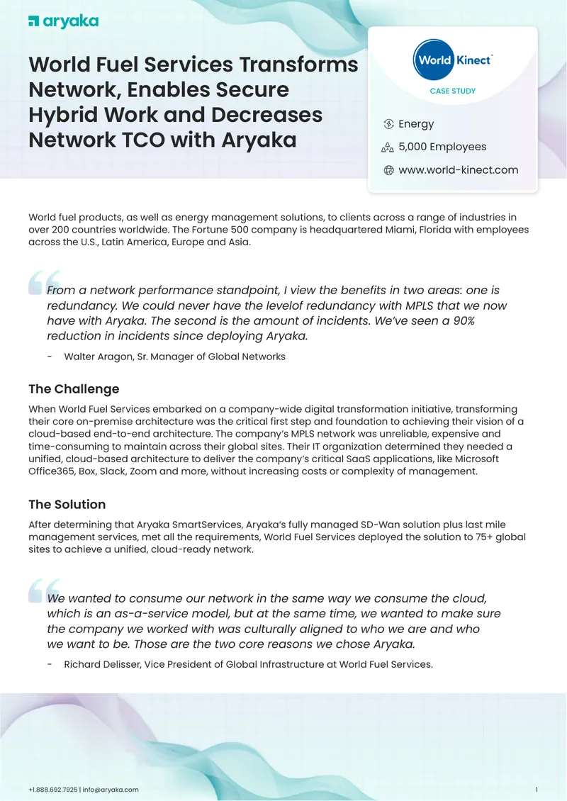 World Fuel Services Case Study on Aryaka Implementation