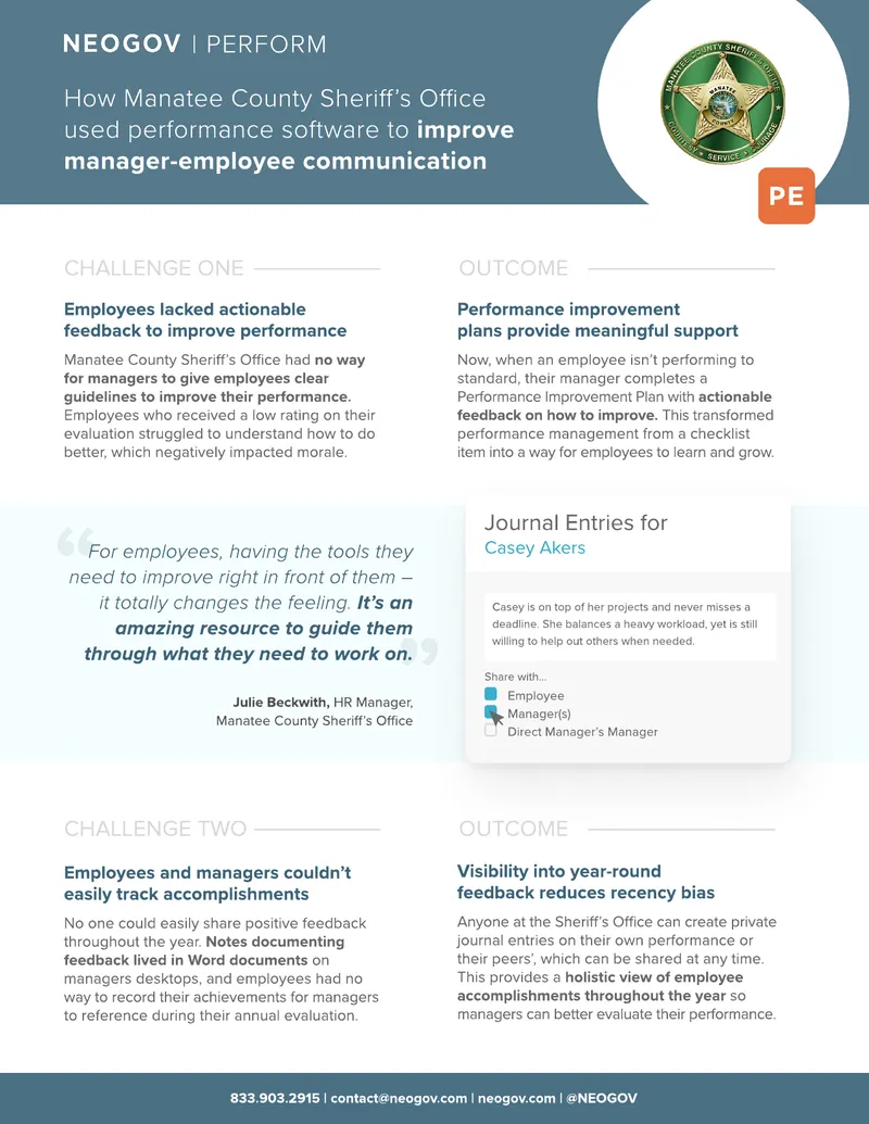 Performance Management Improvement at Manatee County Sheriff’s Office