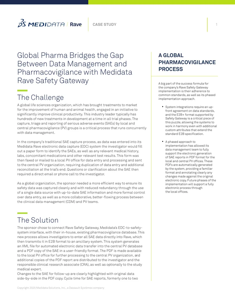 Global Pharma Enhances Data Management and Pharmacovigilance