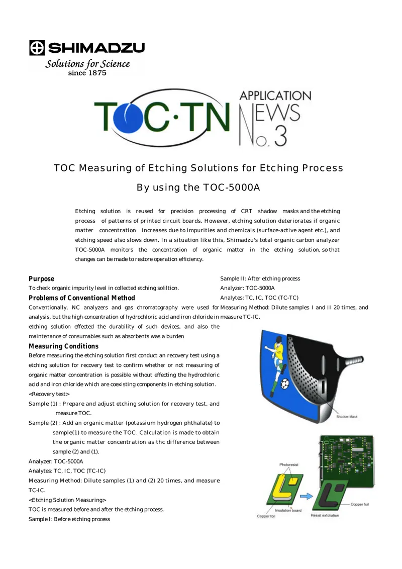 Measuring Organic Matter in Etching Solutions