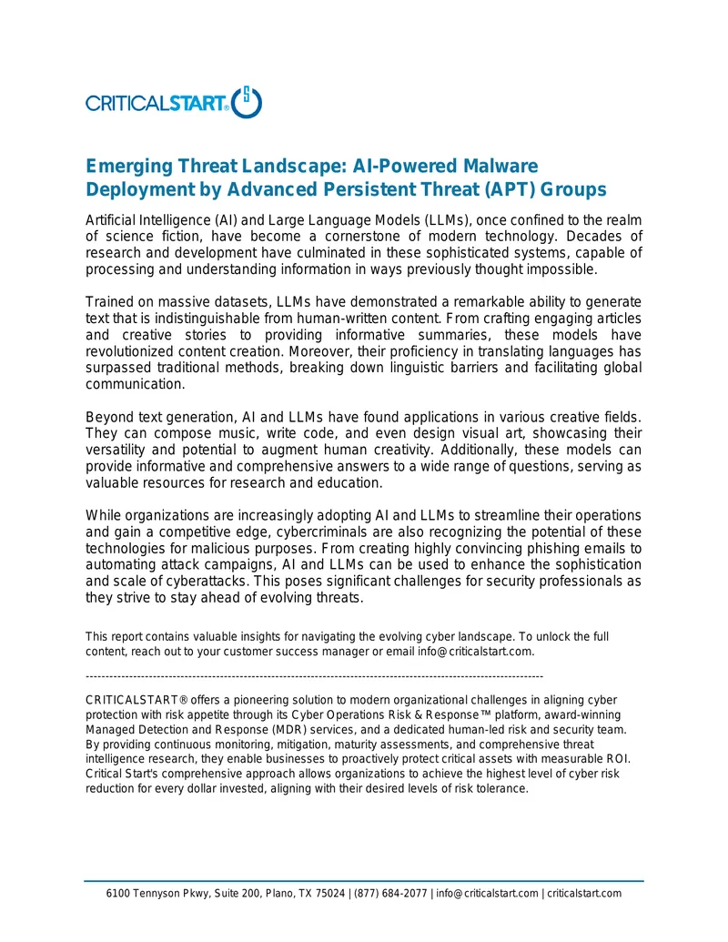 Emerging Threat Landscape of AI-Powered Malware