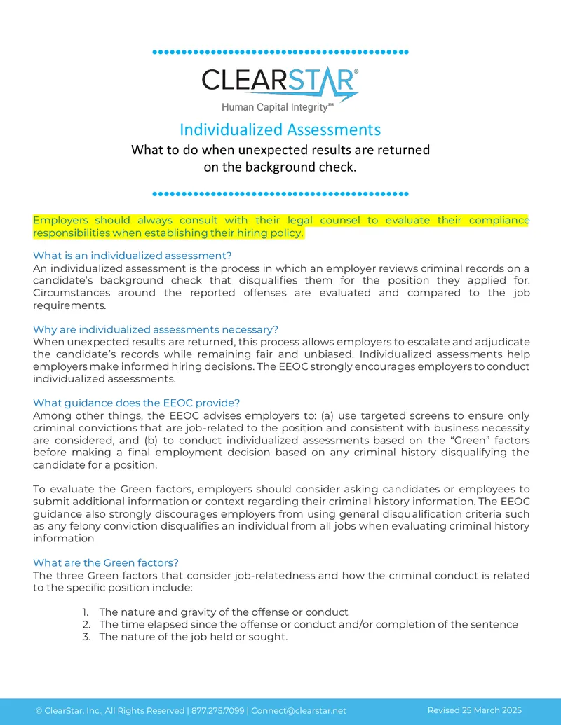 Individualized Assessments for Background Checks