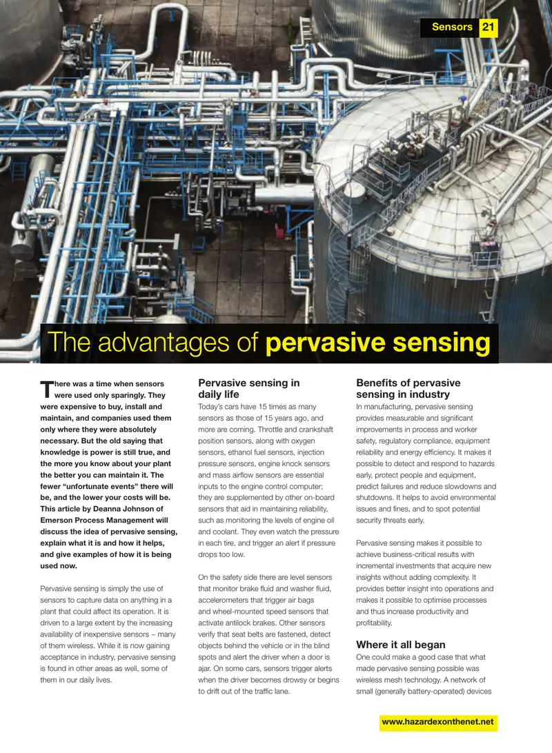 Advantages of Pervasive Sensing in Industry